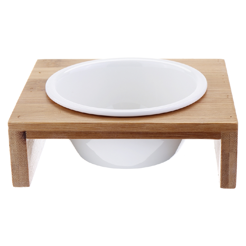 Wonderfulhouse Pet Feeder Bowl Dog Cat Bamboo Ceramic Food