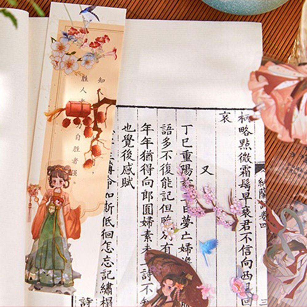 LANFY Stiker Alat Tulis 30lembar Self Adhesive Album Planner Tangan Akun Stiker Hias Hanfu Cewek Bahan Decals