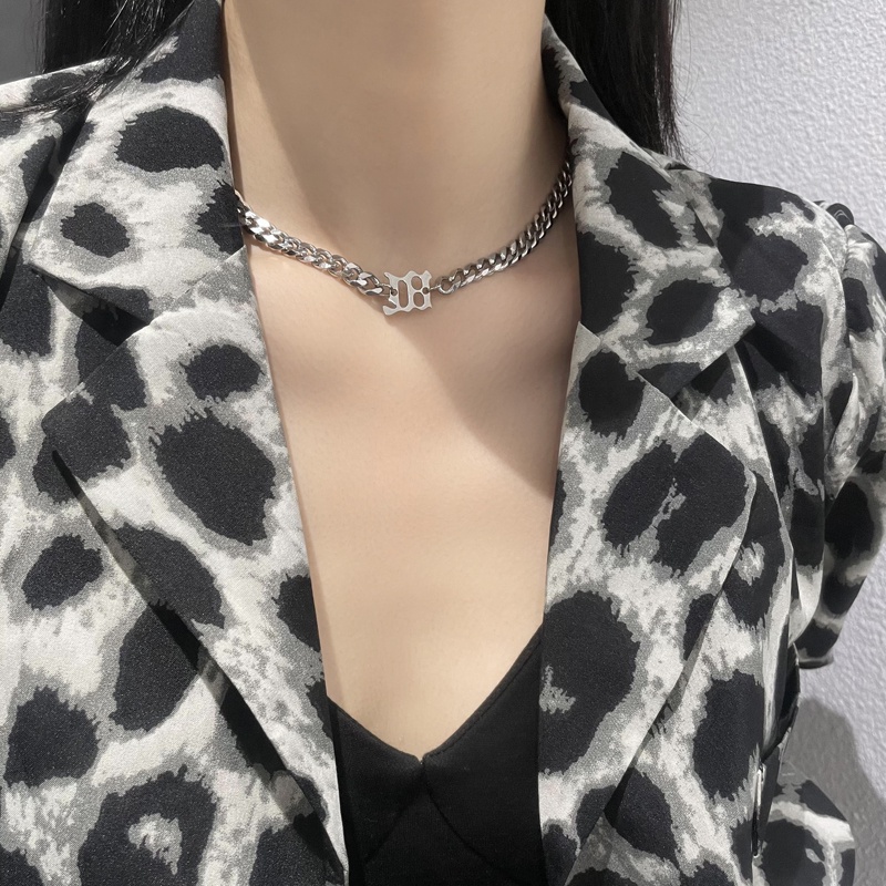 Titanium Steel Letter Necklace Accessories Punk Trendy Personality Short Clavicle Chain