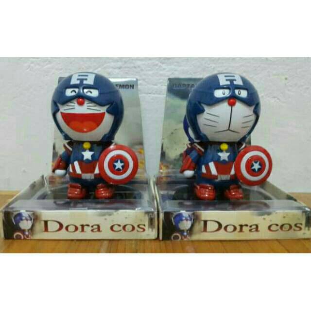 Boneka Pajangan Dashboard Solar Gard Karakter Iron Man, Doraemon, Captain America