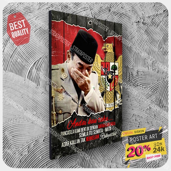 pajangan dinding soekarno - hiasan dinding motivasi - poster  soekarno - wall decor - poster dinding - 203092KRN