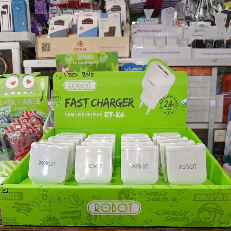 Batok Robot / Kepala Casan merk ROBOT RT-K6 2A FAST CHARGING Dual output USB