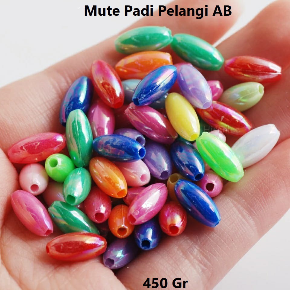 Mote Padi Pelangi AB uk.6x12mm Harga/450g