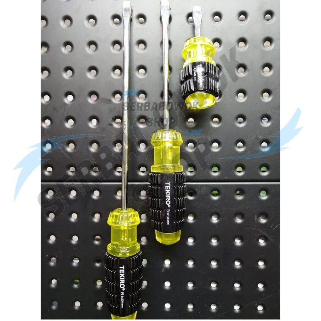 Tekiro Obeng Bintik Gagang Karet Hijau Plus PH2 X 125 Mm Atau 6 X 125 Mm Kuning Minus Harga SATUAN