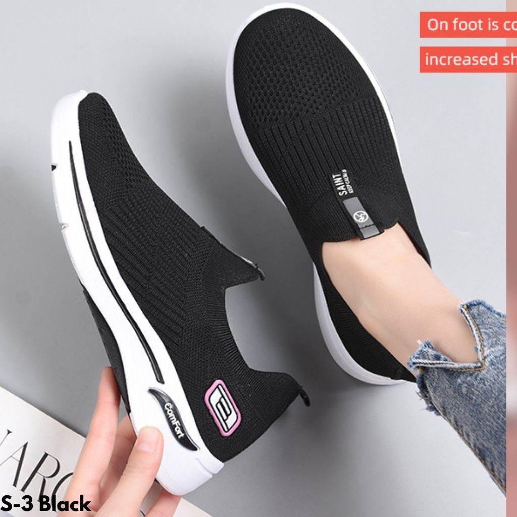 Gypsy - Artsy Sepatu Sneakers Runner Wanita Slip On Import Hitam Sneaker Grey Snakers Korea Seoatu Snekers Cewek Snikers Snackers Kasual Flatshoes XS3