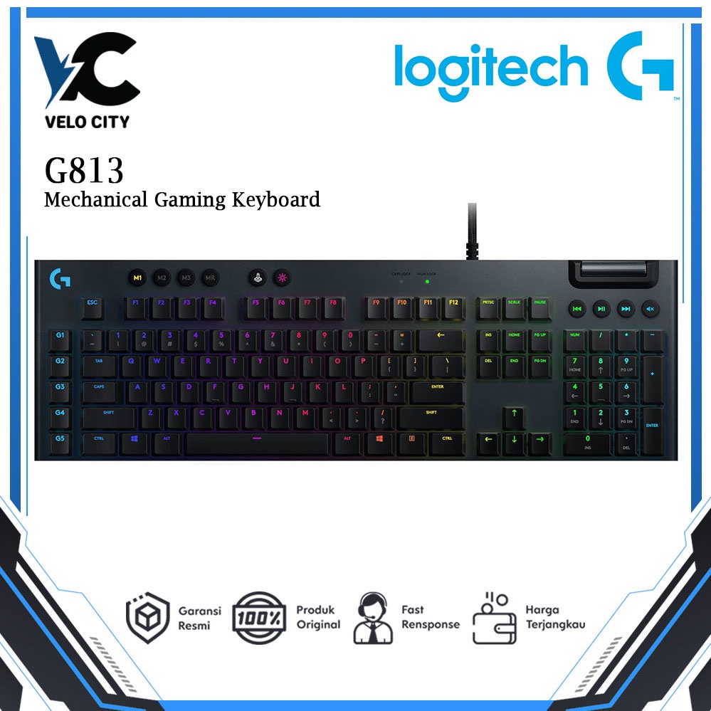 Logitech G813 LIGHTSYNC RGB Mechanical Gaming Keyboard G 813 Original Garansi Resmi