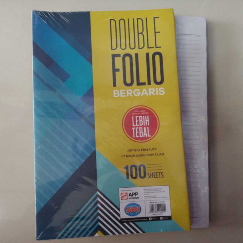 

SIDU Double Folio Bergaris 100 lembar 70 GSM