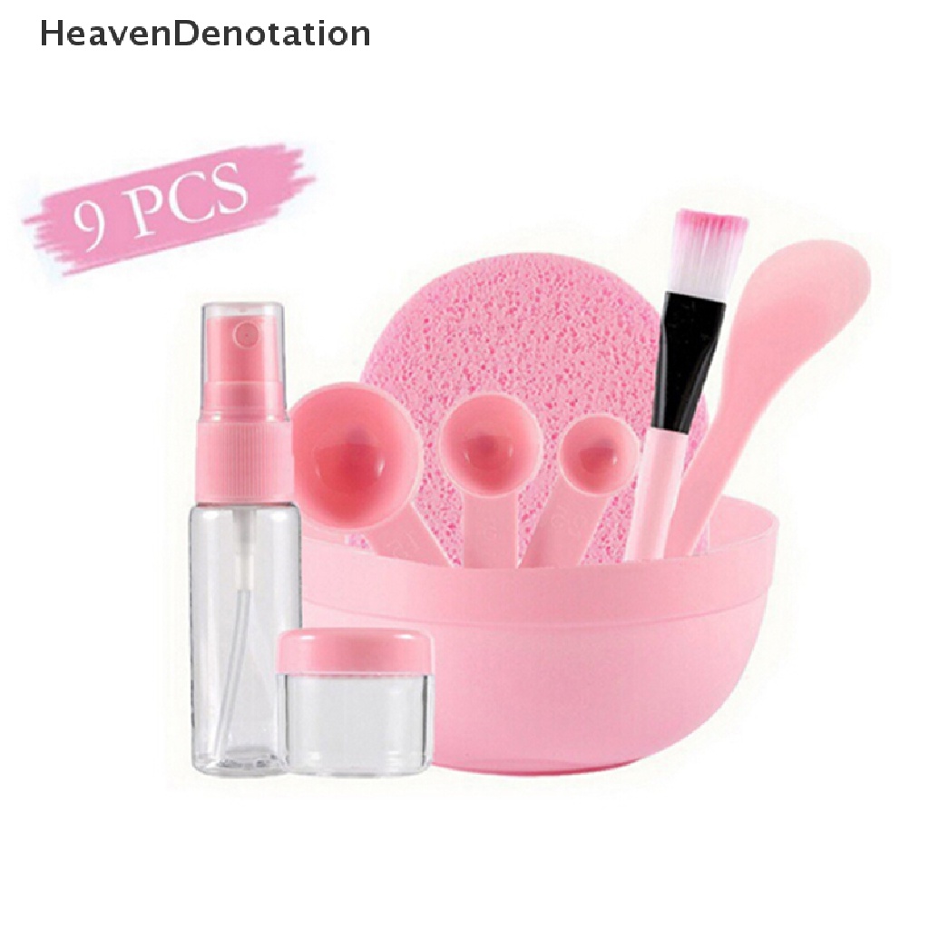 (Heavendenotation) 9pcs / Set Mangkok + Brush + Sendok + Stik + Botol + Spons Untuk Masker Wajah Diy Homemade