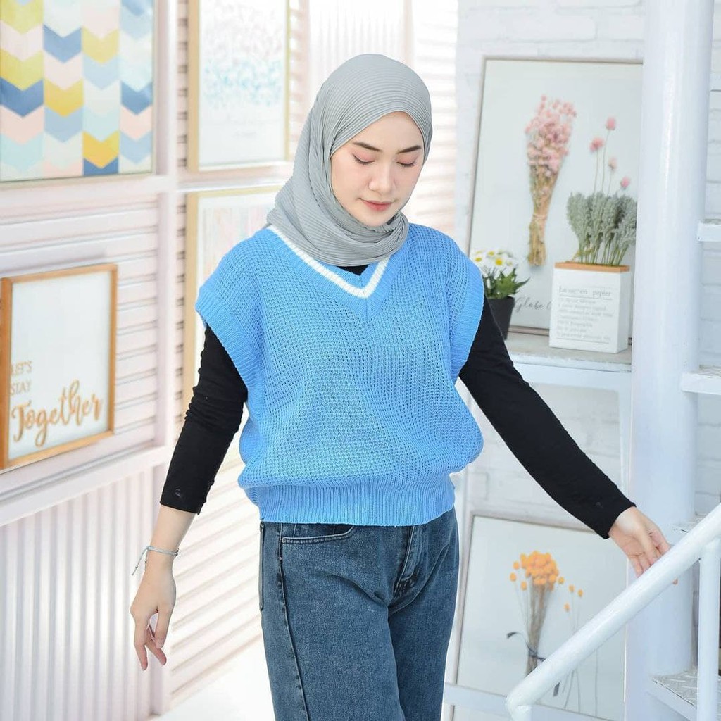 Nara Grosir - Vivi List Vest | Fashion Terkini | Sweater Termurah