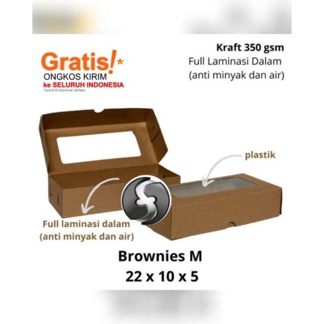 

Dus brownies M / box dus coklat donat isi 3 / Kraft laminasi / 22x10x5