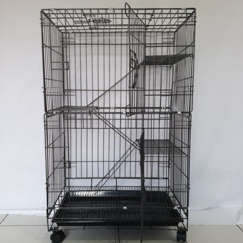 PAKET KANDANG KUCING KELINCI Tingkat 3 Roda 60x45x100 CM