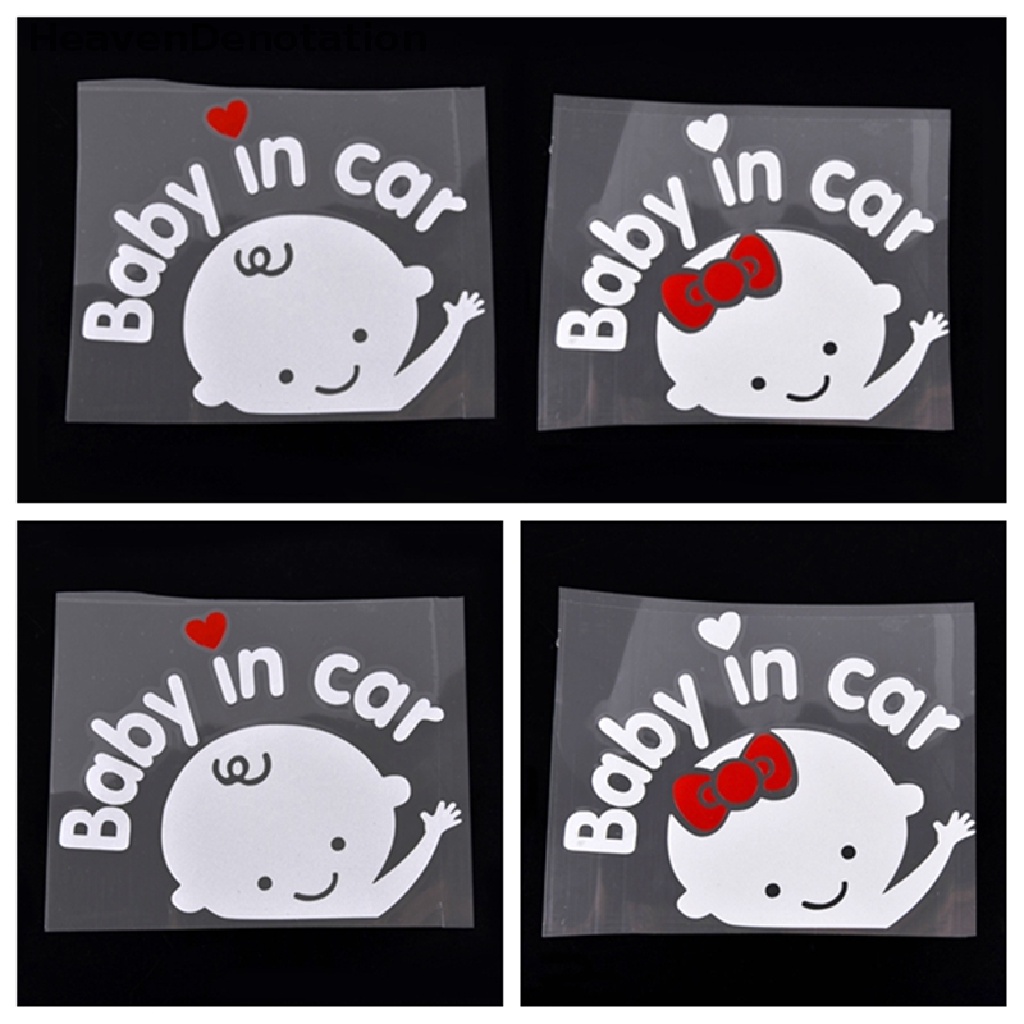 (Heavendenotation) Stiker Reflektif Motif Kartun Bayi Dalam Mobil