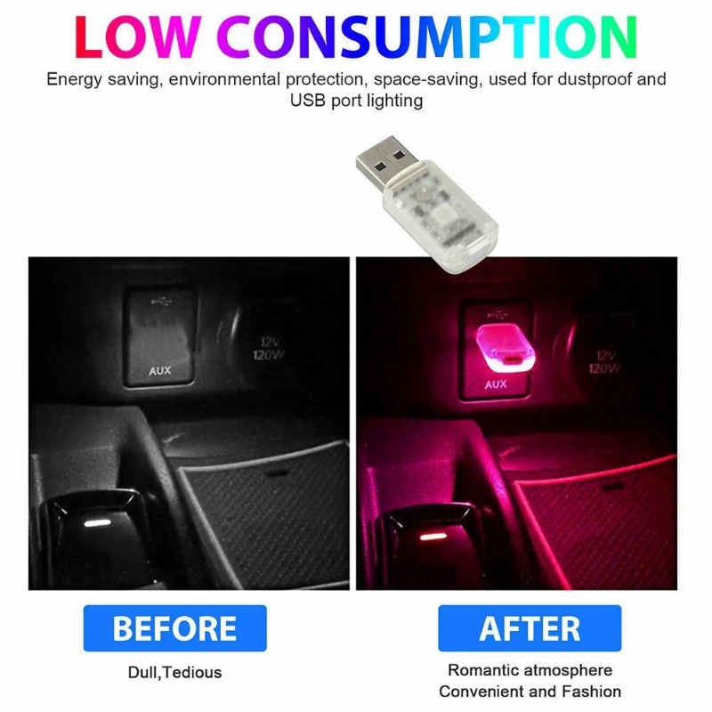 Lampu LED Atmosfir USB Kontrol Sentuh Portable Untuk Dekorasi Interior Mobil