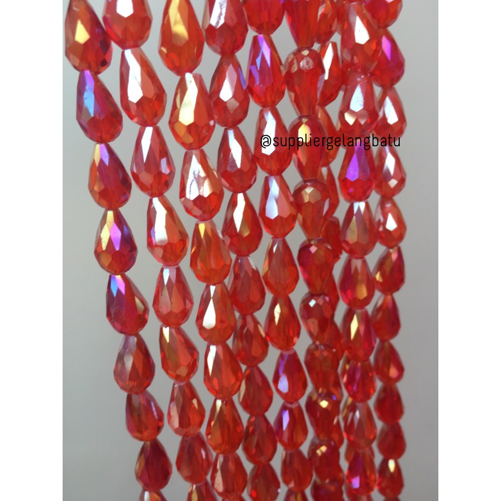 kristal Tetes ceko 13mm x 8mm RED MERAH beads crystal acrillic PREMIUM supplier craft grosir fashion