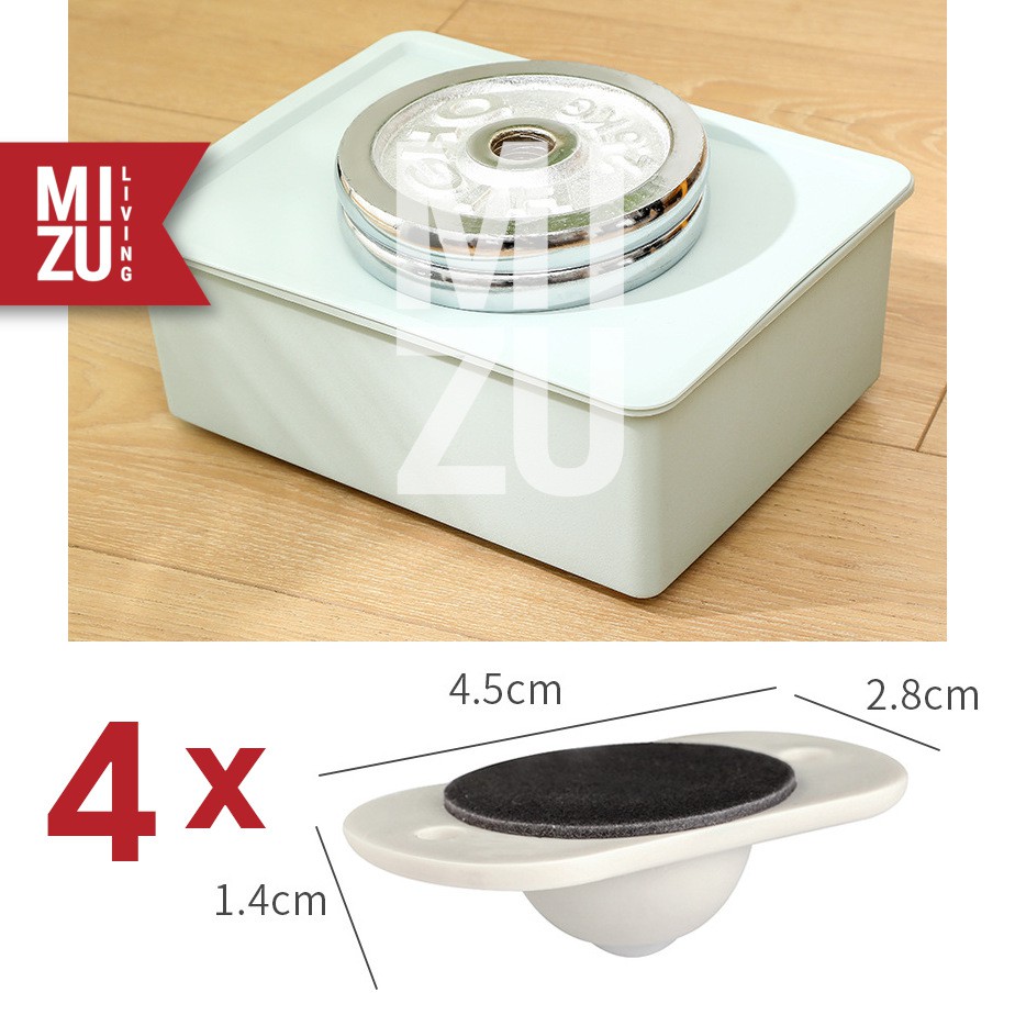 MIZU JIKUKE 4PCS 360° Roda Tempel Stick On Furniture Storage Caster Stainless Steel Bearing Wheels