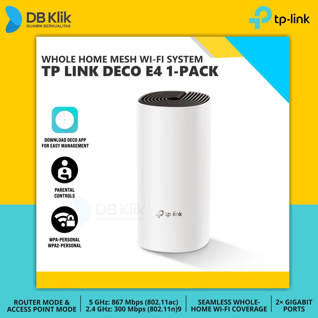 TP Link DECO E4 AC1200 Whole Home Mesh Wi-Fi System - DECO E4 1-PACK