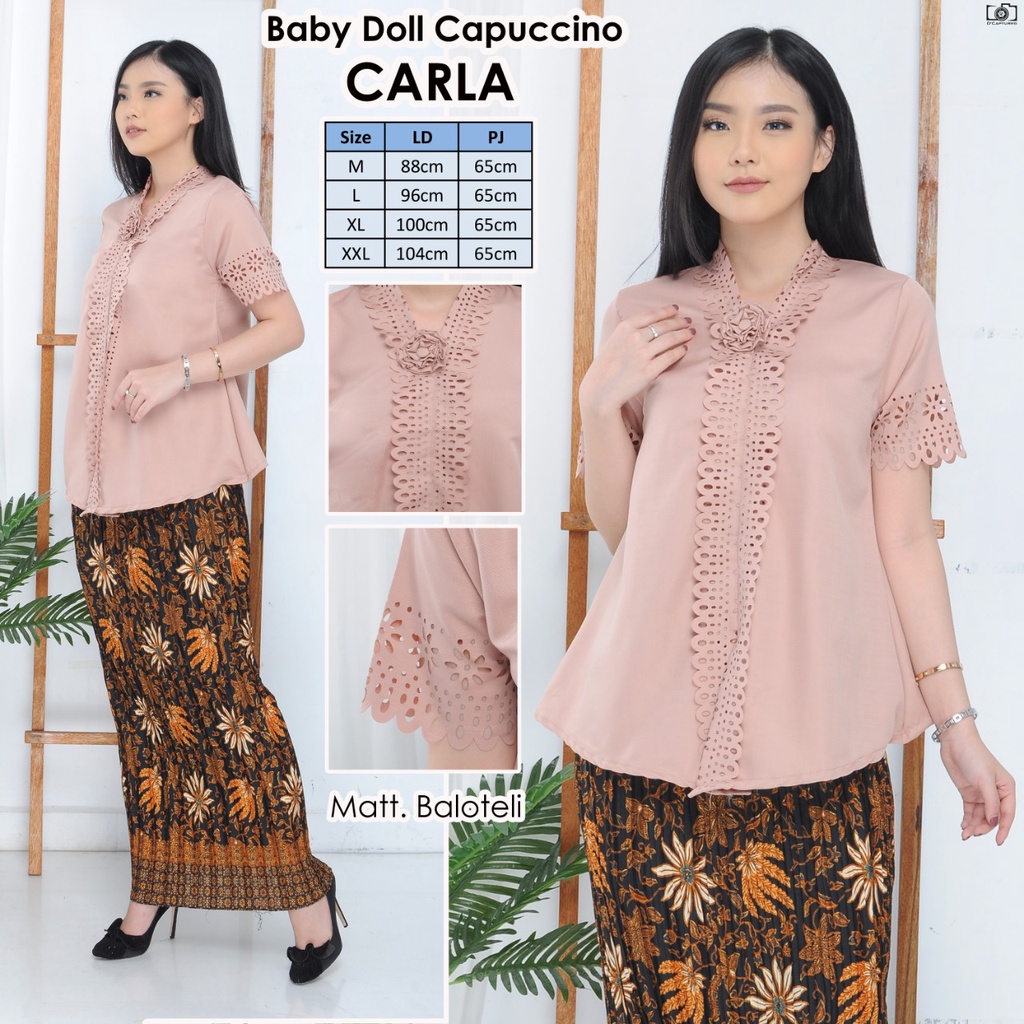 Promo Kebaya Encim Modern Laser Carca Lengan Pendek Cut Good Qualiti