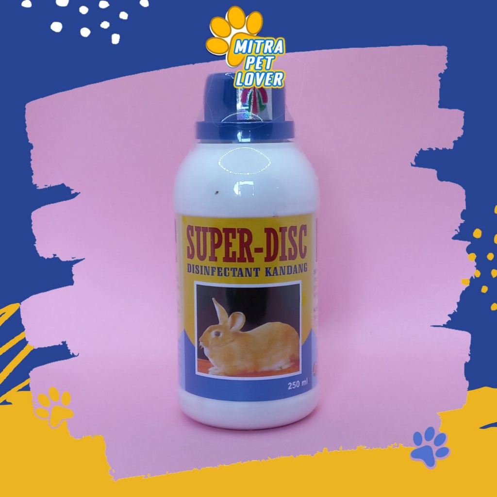 DISINFECTAN KANDANG KELINCI - SUPER DISC 250 ML ORIGINAL - OBAT PEMBERSIH DAN STERIL RUMAH RABBIT HAMSTER - PENGHILANG BAU - ANTI JAMUR BAKTERI VIRUS, AMPUH BERSIH - MURAH ASLI GARANSI KUALITAS - SUPERDISC TAMASINDO VITAMIN HEWAN PELIHARAAN MITRAPETLOVER