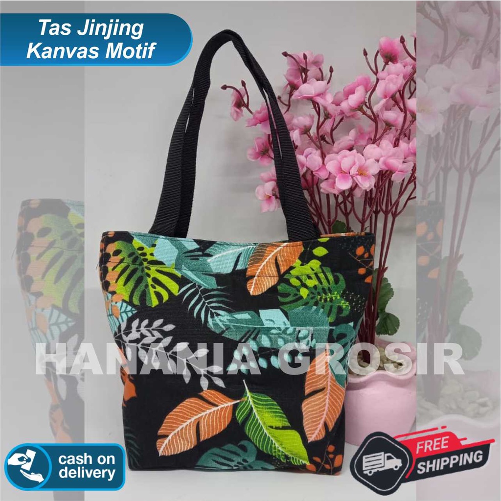 TAS JINJING HANDBAG - TAS MUKENA - TAS MAKEUP BAHAN KANVAS MOTIF VARIAN TERBARU