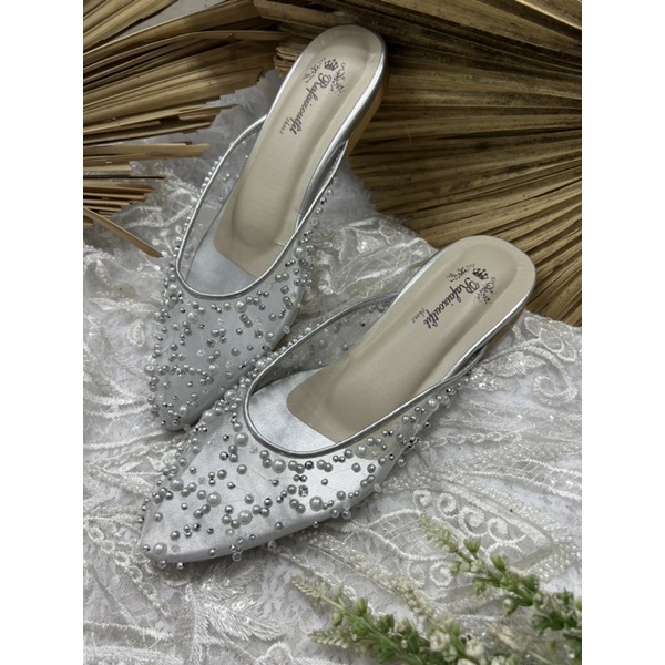 flatshoes Rafaizoutfit wanita binara silver tanpa hak