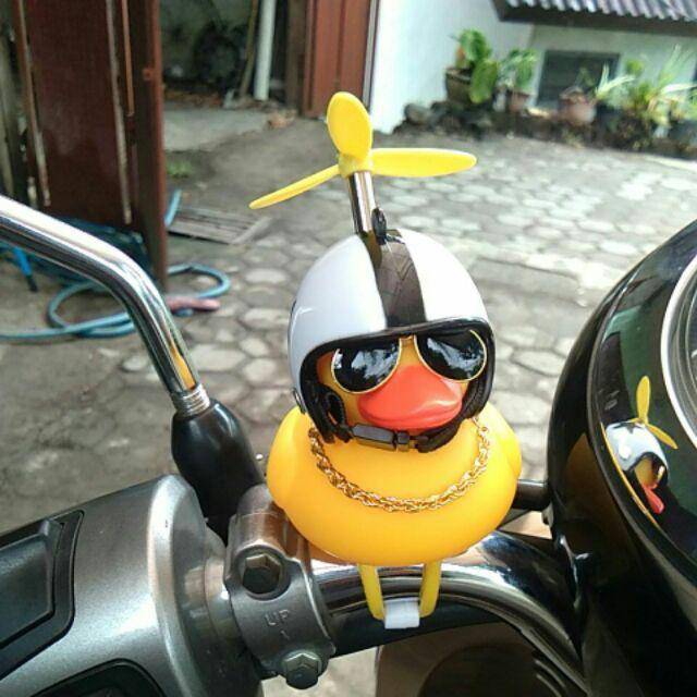 Dekorasi sepeda Helm Tanduk Kuning Bebek Bambu Rakit Aksesoris Motor LED