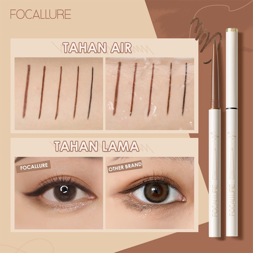 ❤ BELIA ❤ FOCALLURE Lasting Perfectly Defined Gel Eyeliner FA243 | Smudgeproof | Waterproof | #ConfidenceHalo Tahan air Eyeliner Gel pencil | BPOM