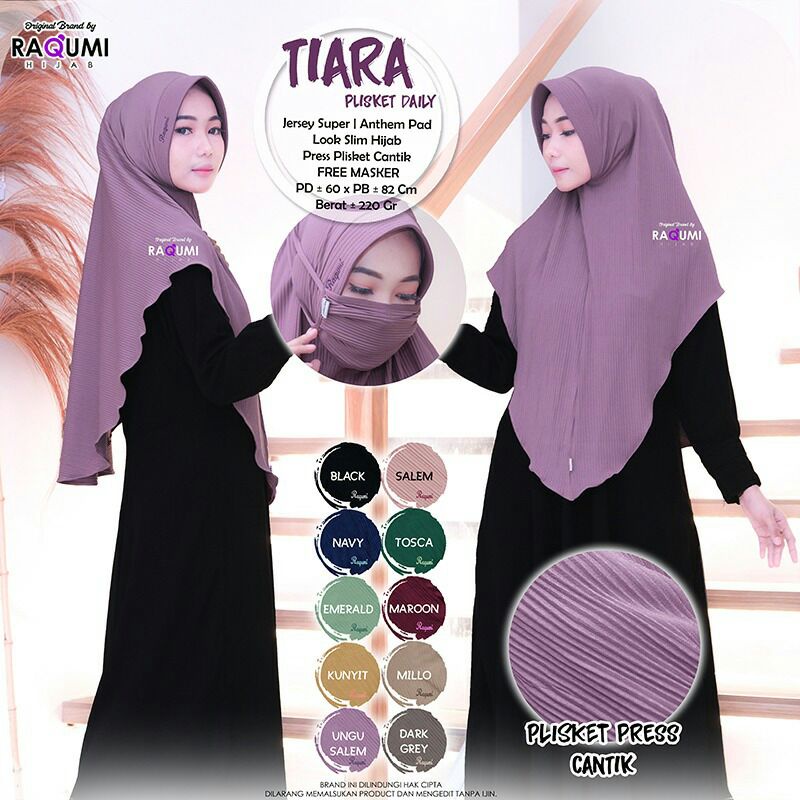 Hijab Instant Terbaru Tiara Plisket Original Raqumi