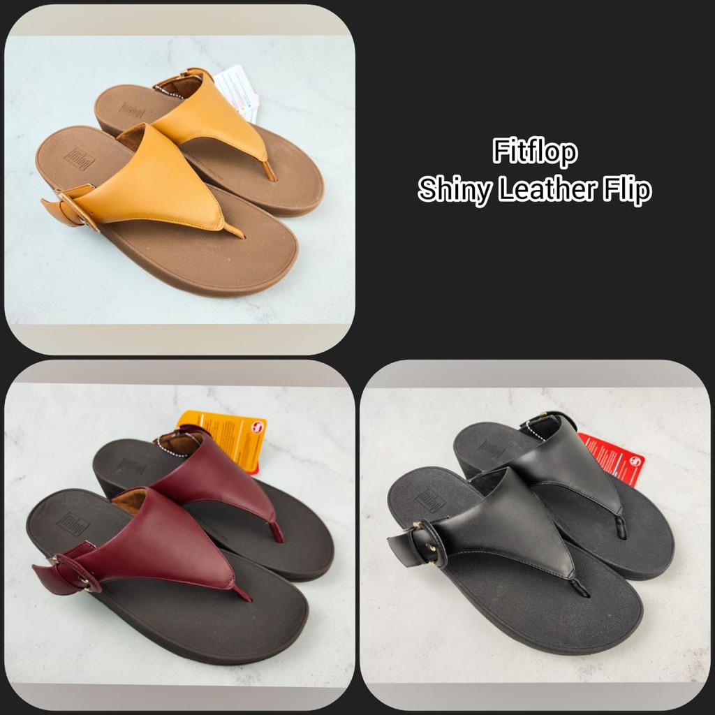 Sandal Wanita Fitflop Lulu Shiny Leather Adjustable Jepit Sandal Wedges Wanita Import Branded Tinggi 4cm