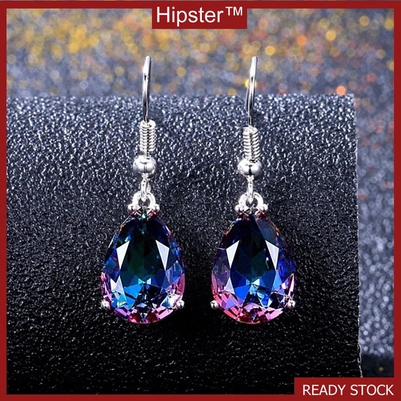 Hot Sale New Fashion Colorful Stone Pear-Shaped Earrings