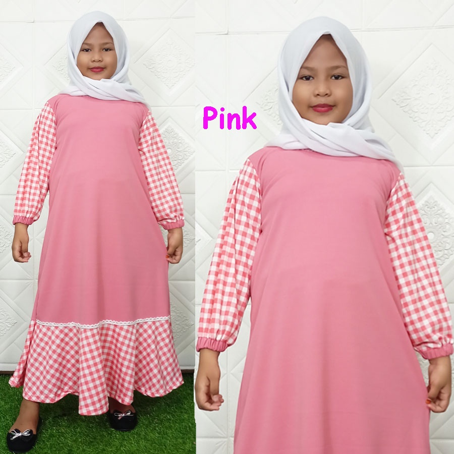 GAMIS ANAK SOFIA MIX KOTAK WARNA 5-12tahun GL FASHION