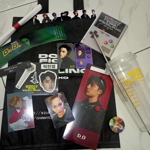 [ready Stock] Reusable Cup Exo Batch 6 Special Gift Dont Fight The Feeling + Eco Bag