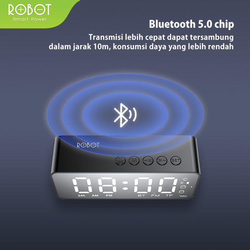 SALON SOUND Speaker Bluetooth Robot RB150 Portable Wireless Bass Mini Stereo - LED Display Alarm With Radio