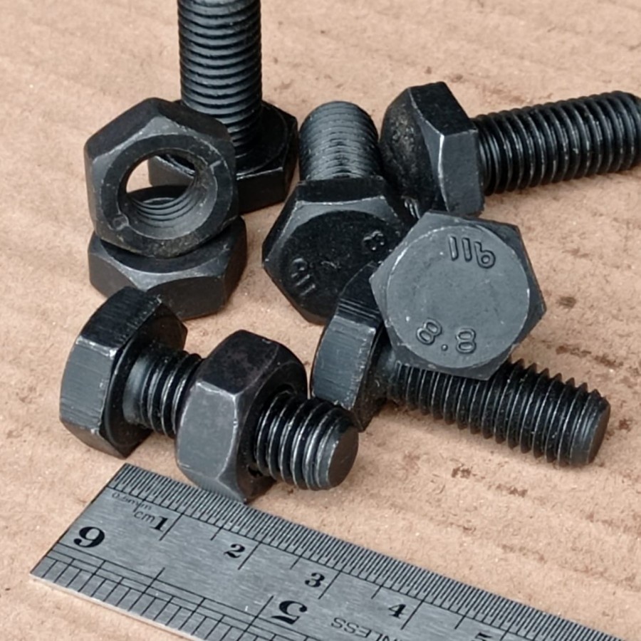 BAUT BAJA HTB 8.8 M10 X 25 / BAUT BAJA M10 X 25 HITAM / BAUT M10X25 BAJA / BAUT 17 KUNCI 17 FULL DRA