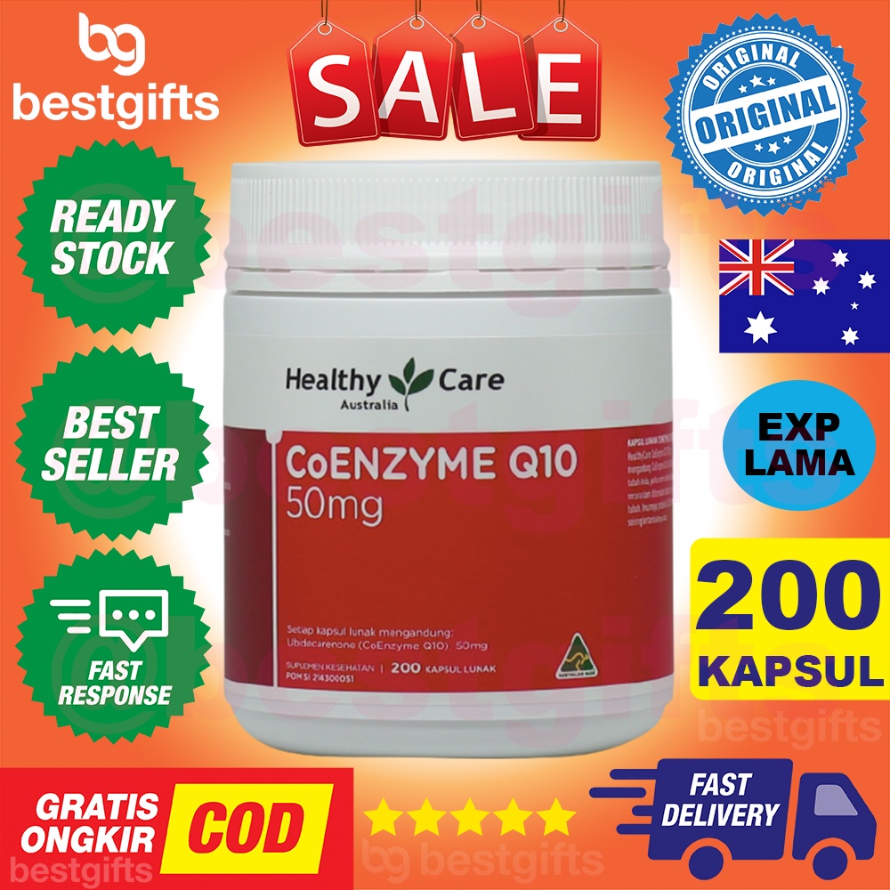 HEALTHY CARE AUSTRALIA COENZYME Q10 50 MG ANTIOKSIDAN KESEHATAN JANTUNG DIABETES MIGRAIN 200 KAPSUL