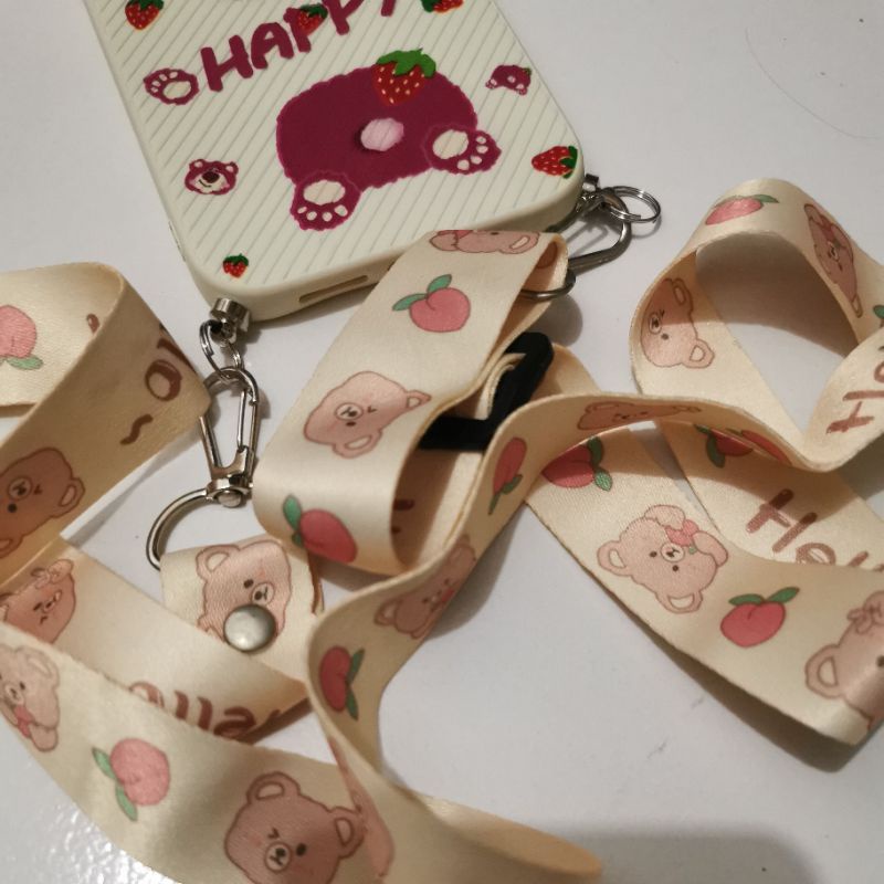 Softcase tpu overseas Disney red HAPPY bear sling lanyard iphone 12/ 12 pro max