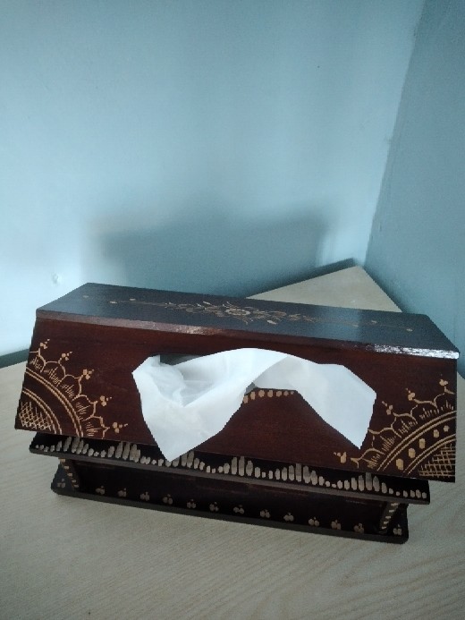 Box Tisu Kayu Jati Bentuk Rumah - 30x14x14 Cm