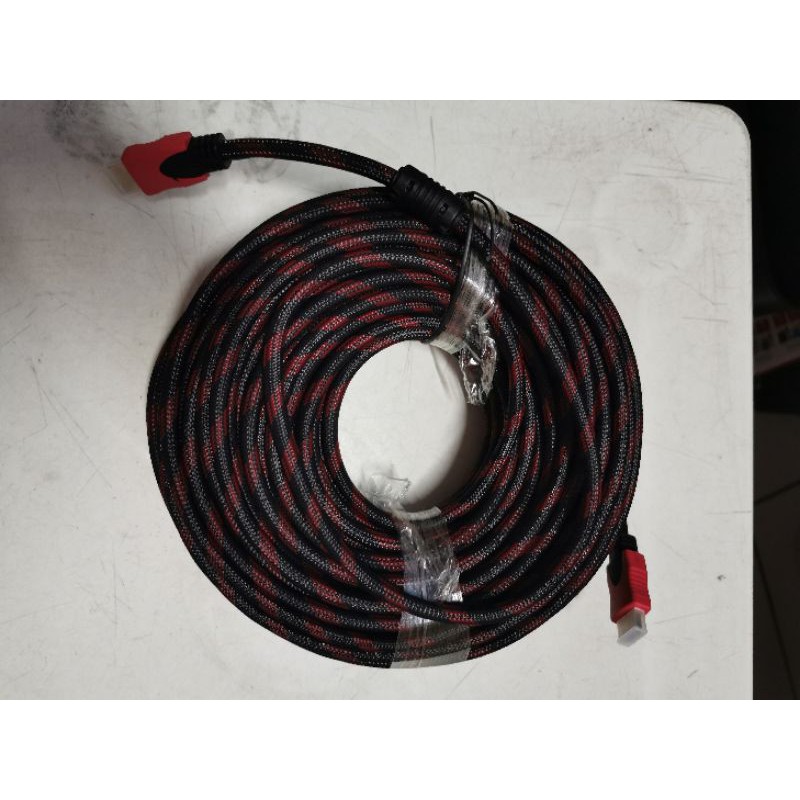 kabel sambung TV dan proyektor panjang 10 meter jaring merah hitam HDTV Cable 10 m