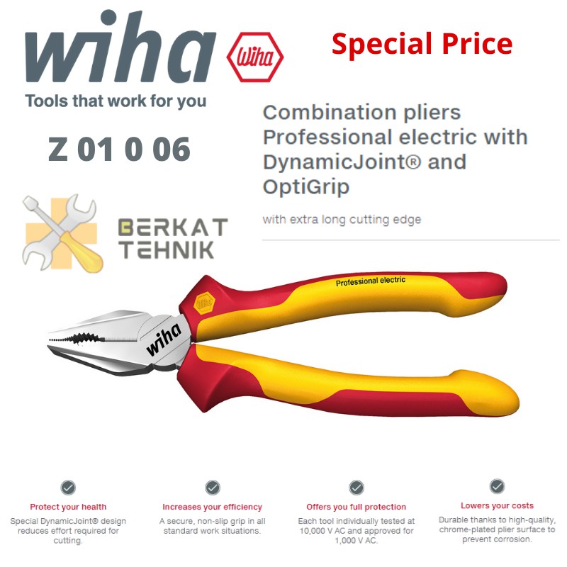 Tang Elektrik WIHA Z 01 0 06 Combination Pliers Professional Electric Original Germany Tang Listrik