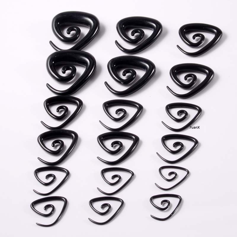 2pcs Anting Tindik Bentuk Spiral Bahan Akrilik Ringan Warna Hitam Untuk Unisex