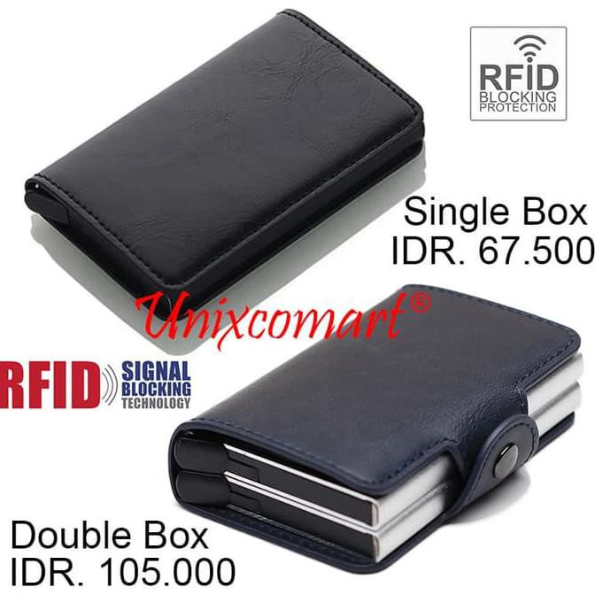 Dompet Mini Tempat Kartu ATM Smart Slim Wallet Credit Card Holder RFID - Single Brown