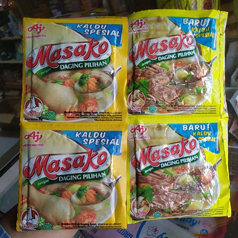 

Masako Kaldu Ayam/Sapi Serenceng Isi 12 Saset