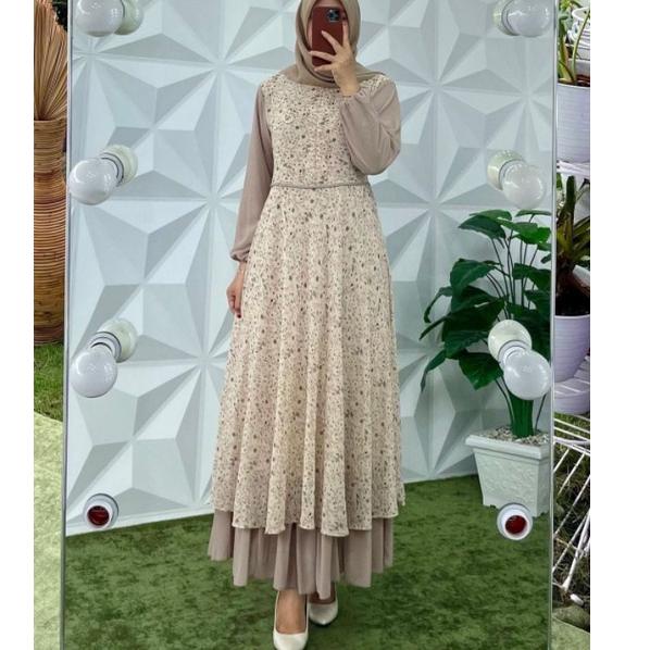 gamis malaysiabahan seruty babydoll motif print bunga kecil serian 4B • LV.19Au22ᴿ