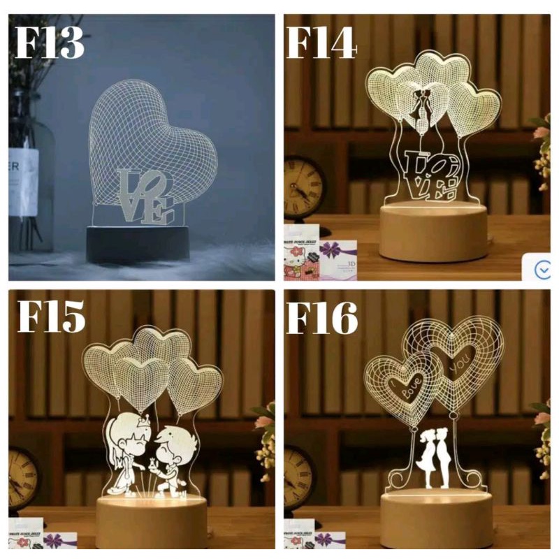 LAMPU HIAS 3D LOVE HEART