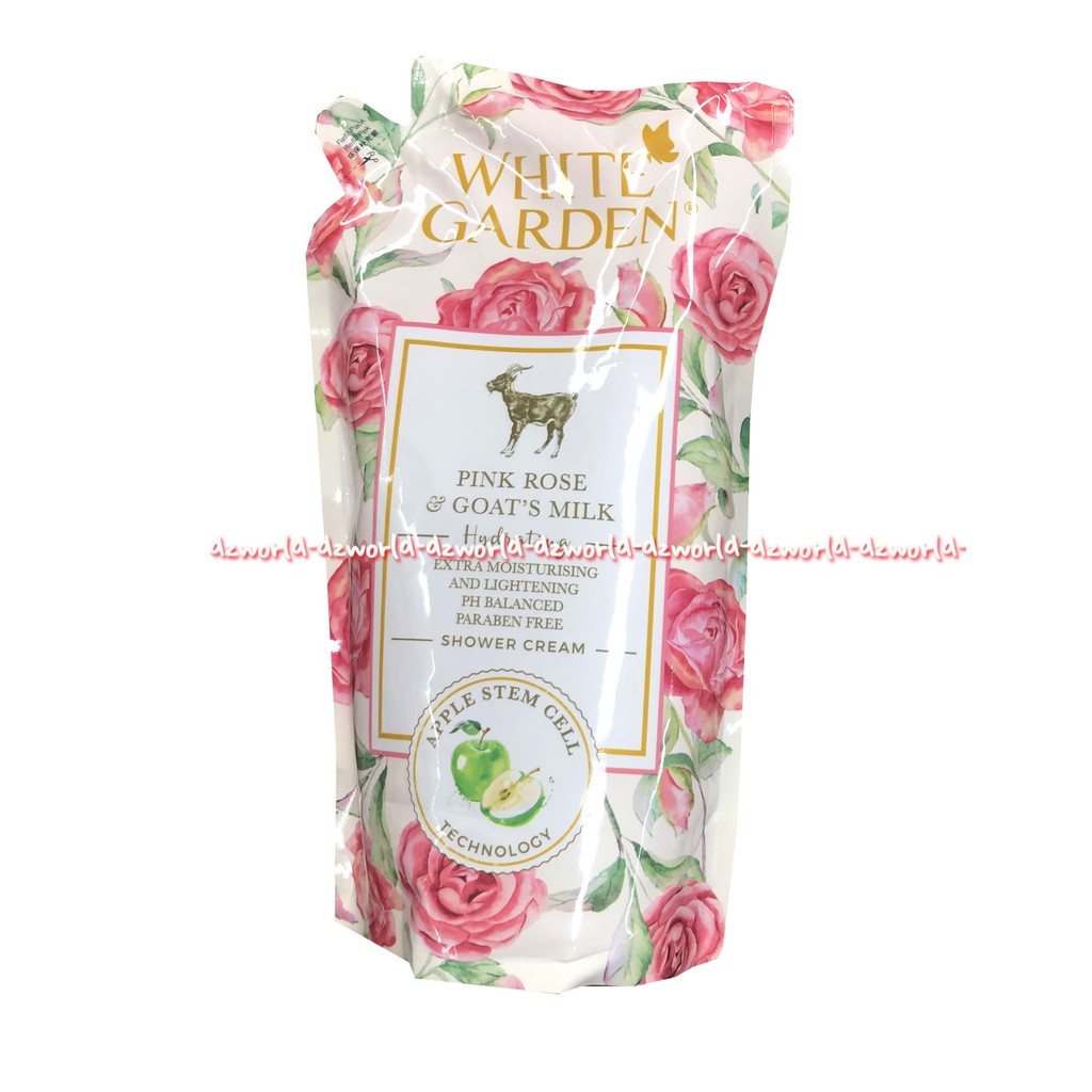 White Garden Pink Rose Goat Milk Apple Stem Cell 900ml Sabun Mandi Cair