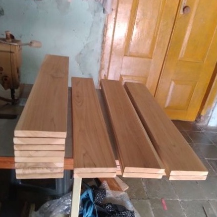 Papan Kayu Jati Asli 50x10x1.5 cm Serut Amplas Halus