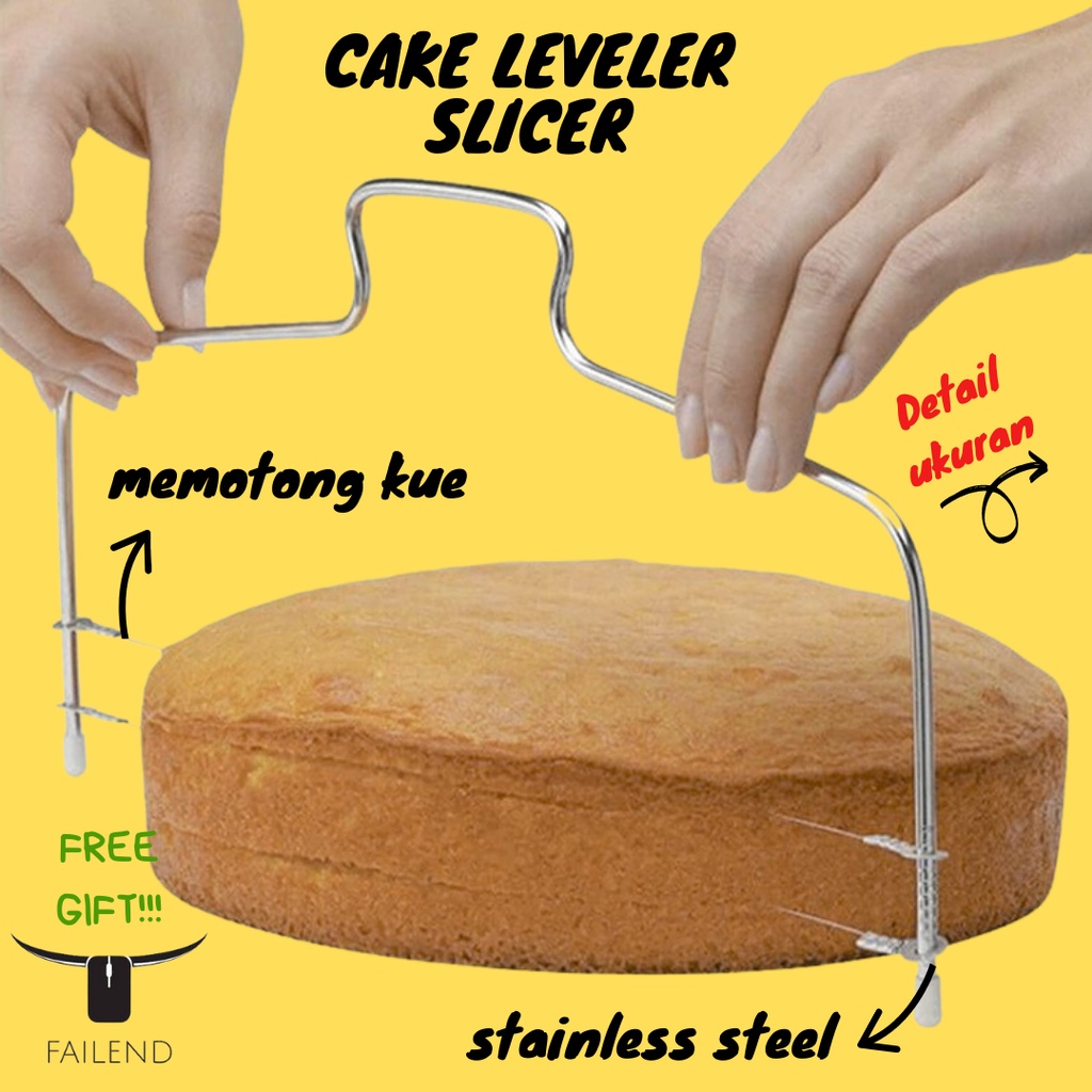 Cake Leveler Slicer Pemotong Kue dengan penyetel Stainless Steel