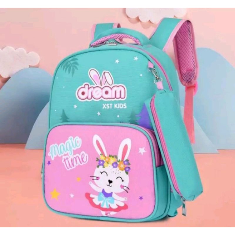 DAEYBAG-TAS RANSEL ANAK MOTIV PRINT RABIT MAGIC TIME DREAM TERCANTIK