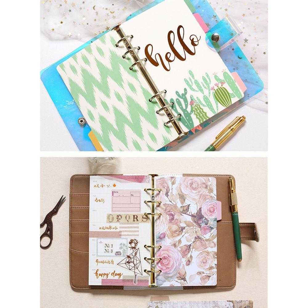 [Elegan] Alat Tulis Halaman Pemisah Daun Longgar A5 A6 6-Ring Binder Kategori Tab Halaman Loose Leaf Binder Vintage Flower Binder Index Page