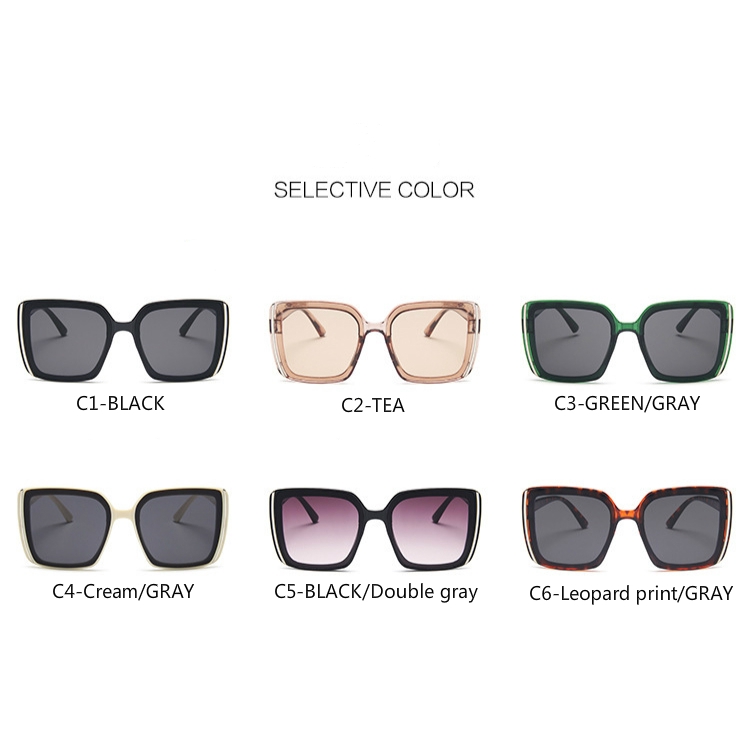 Korean style big frame ins fashion personality square trend silver side sunglasses for men and women