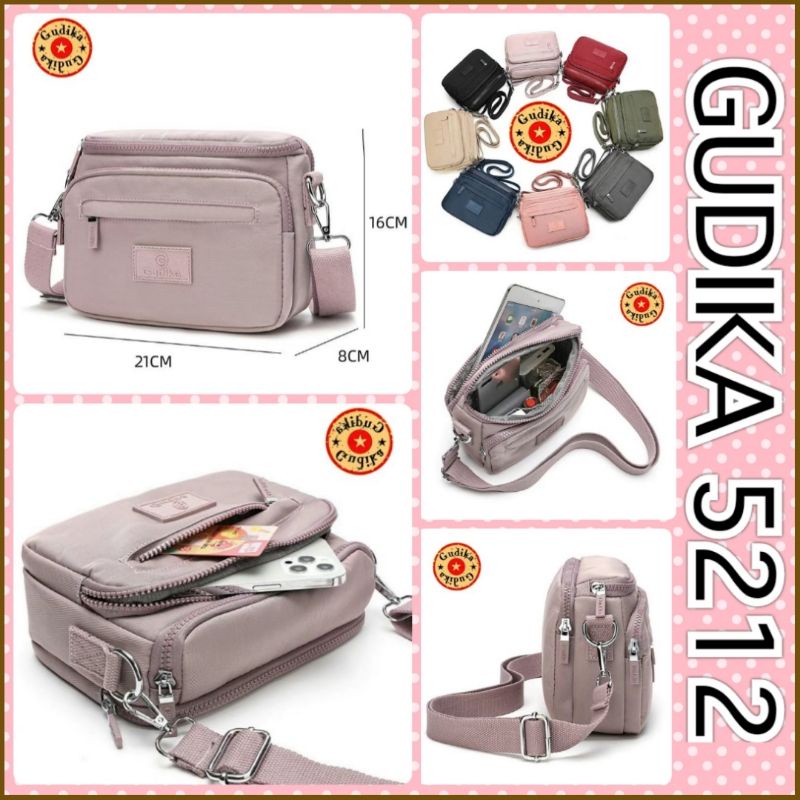 GUDIKA 5212 Original - Tas Selempang Gudika Wanita Anti Air Import - Tas Wanita Branded Ori Korea - Tas Cewek Kekinian Bahan Nylon Waterproof - tas slempang - bag - slingbag - tas mini - gudika bag - tas gudika bag - tas wanita - tas cewek